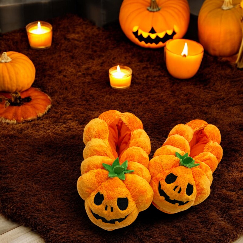 Halloween Pumpkin Plush Slippers