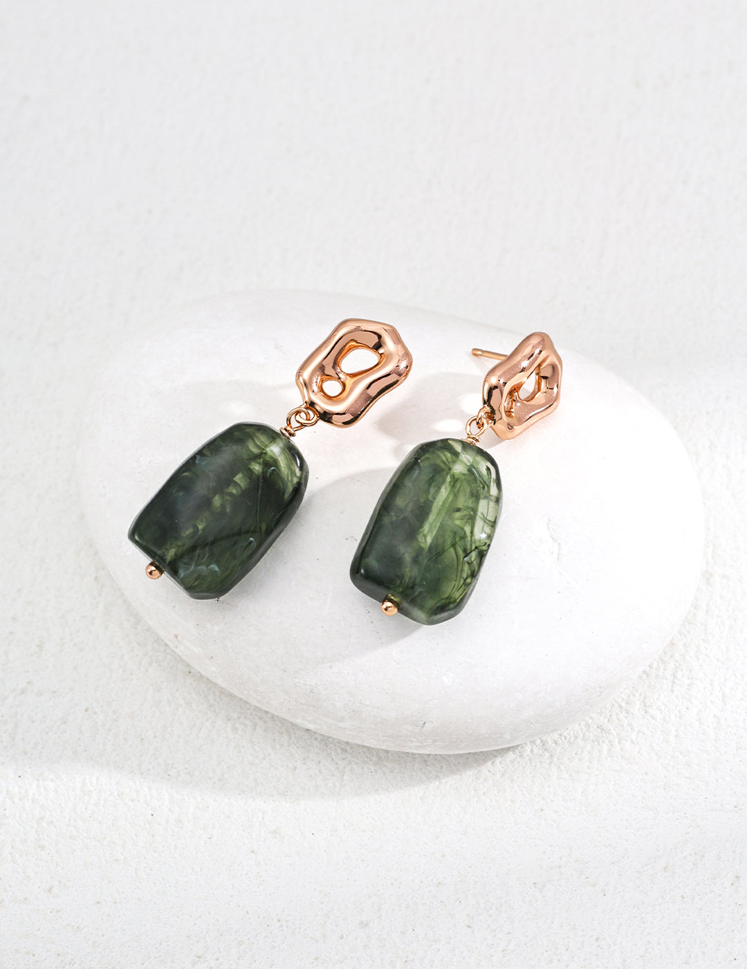 S925 Simple Imitation Amber Earrings