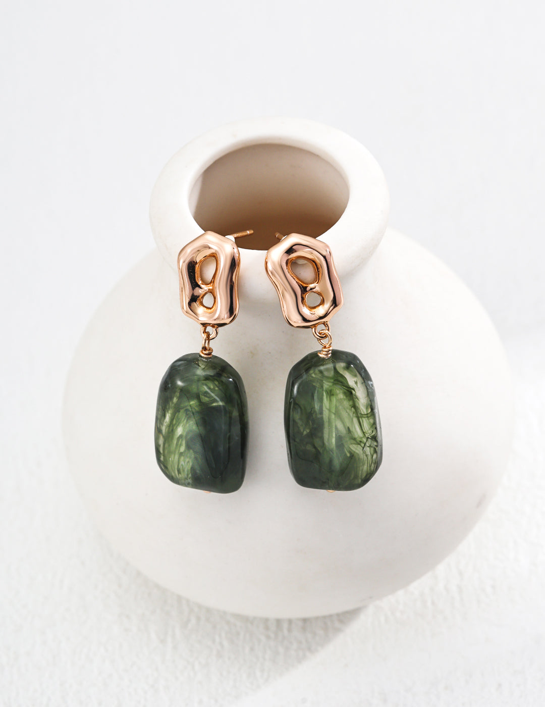 S925 Simple Imitation Amber Earrings