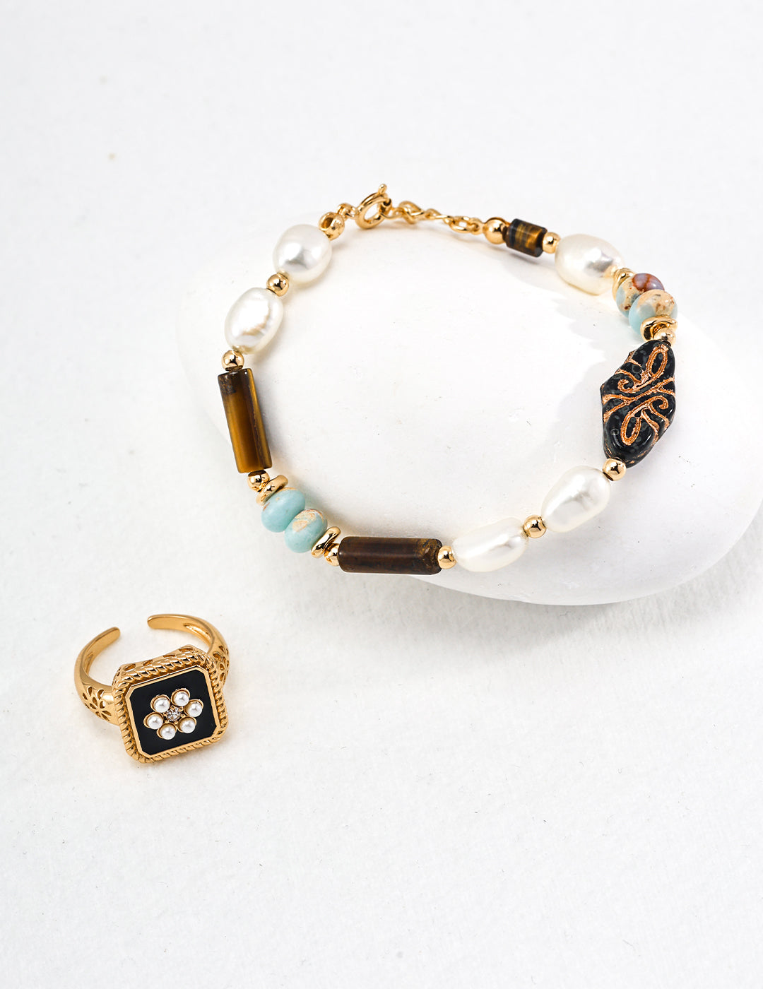 Sterling Silver Imitation Pearl Vintage Ring