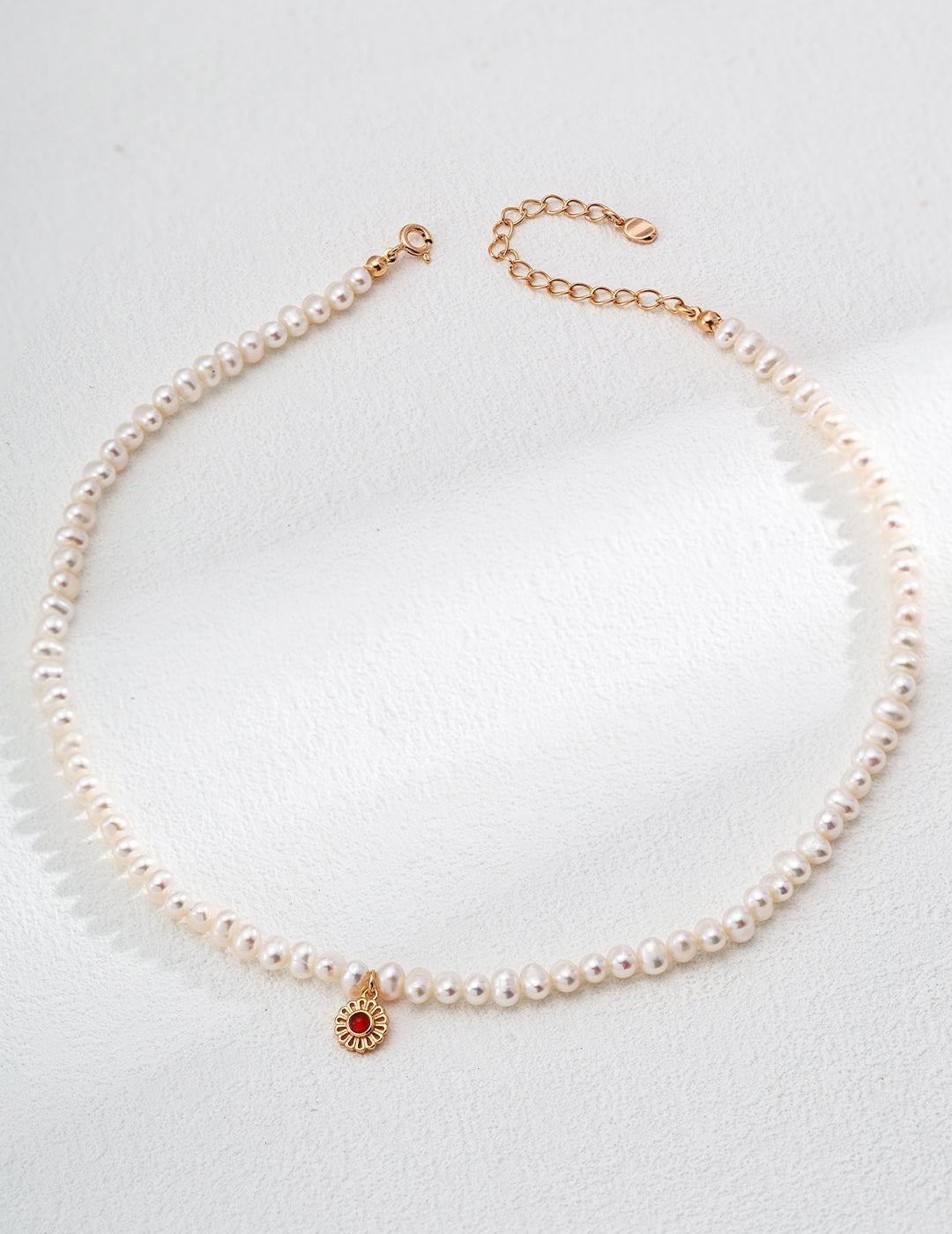 S925 Silver Natural Pearl Red/ Black Agate Necklace