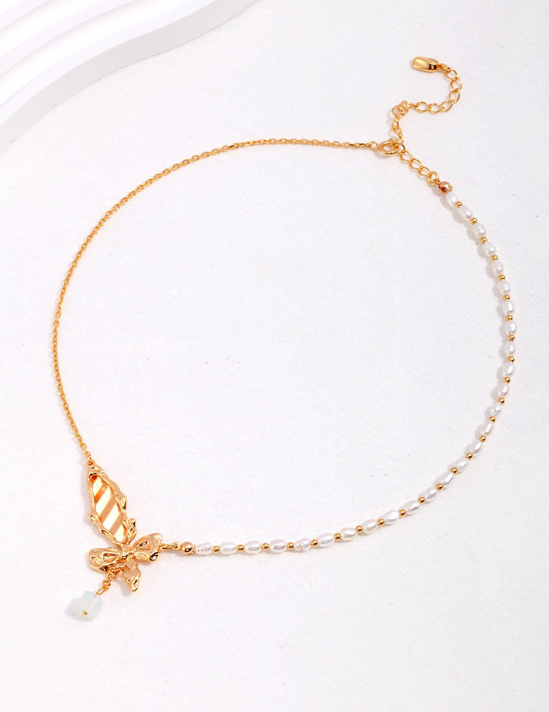 Sterling Silver Butterfly Pearl Necklace