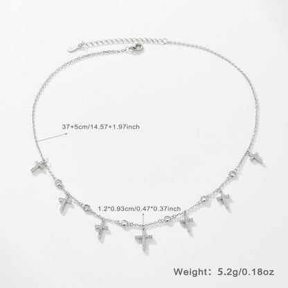 Zircon Cross Clavicle Chain 925 Silver Necklace