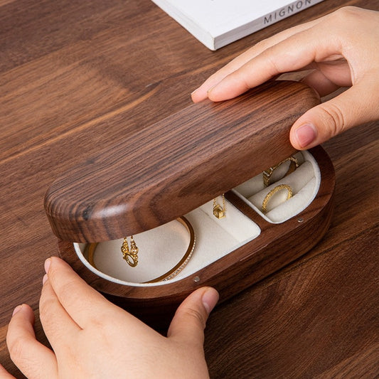 Black Walnut Oval Jewelry Box