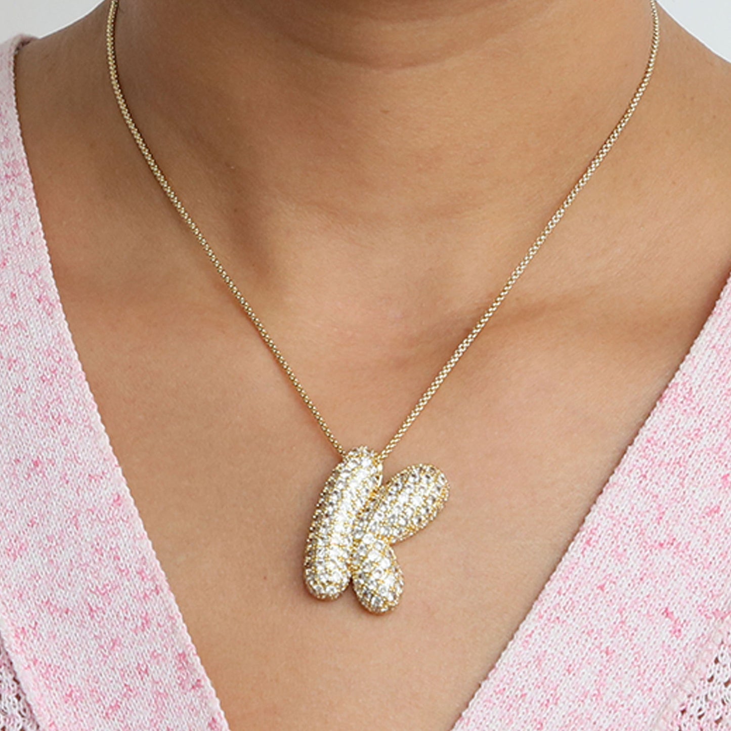 Brass Balloon Bubble Chubby 26 English Letter Necklace (Buy Two or More Get Extra 20% Off)