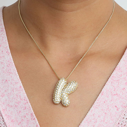 Brass Balloon Bubble Chubby 26 English Letter Necklace (Buy Two or More Get Extra 20% Off)