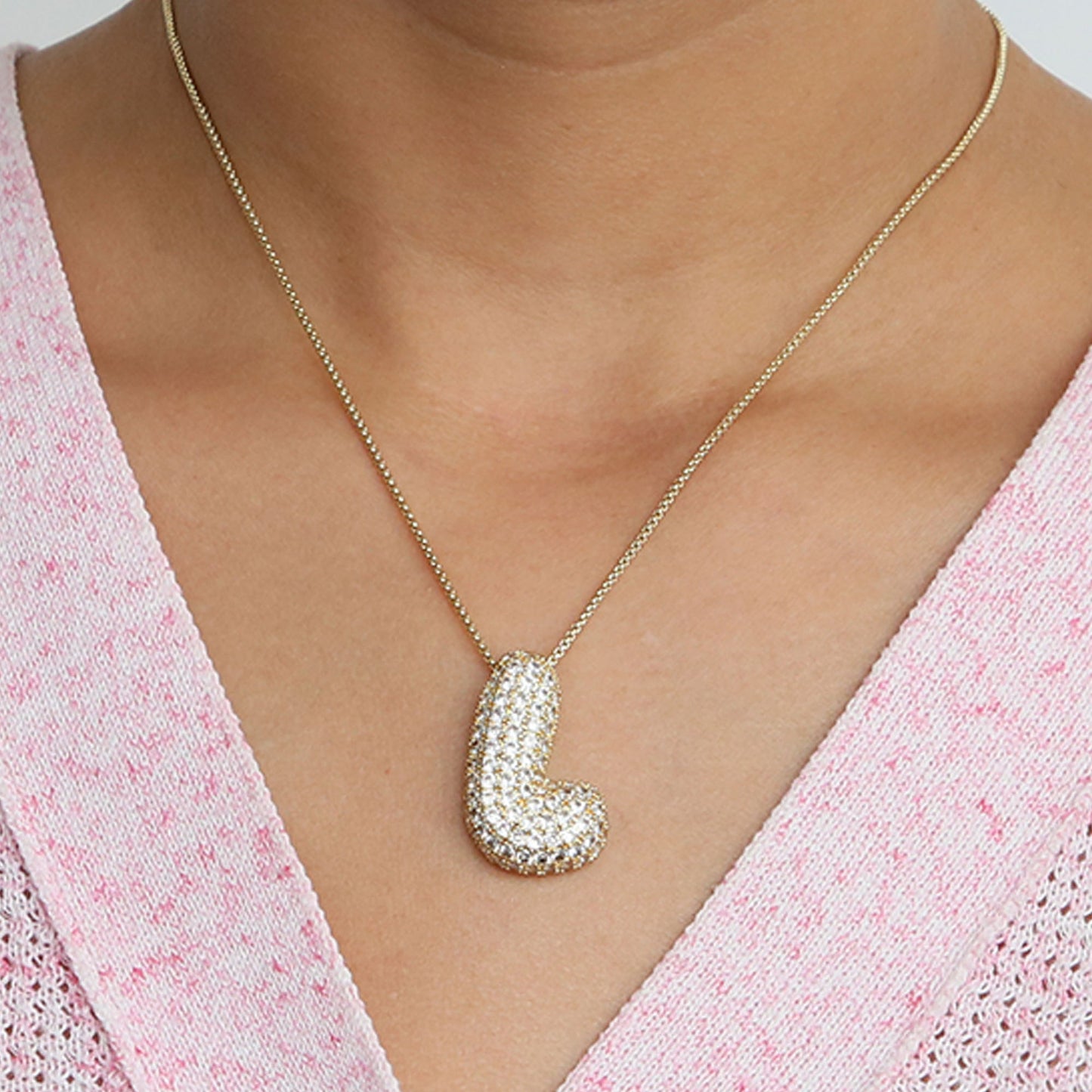 Brass Balloon Bubble Chubby 26 English Letter Necklace (Buy Two or More Get Extra 20% Off)