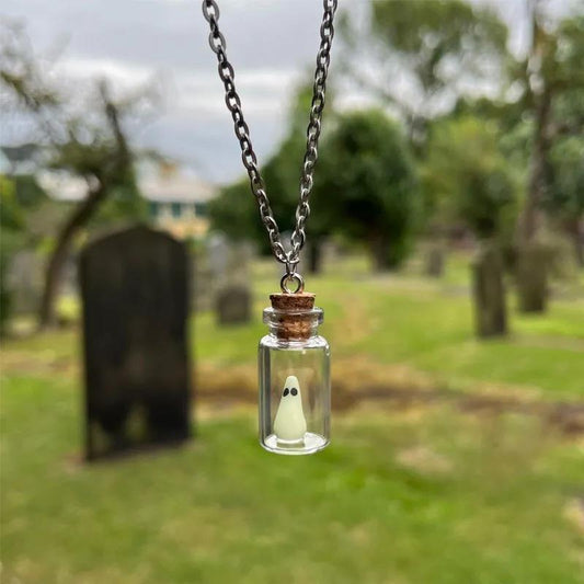 Halloween Drift Bottle Luminous Ghost Necklace