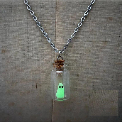 Halloween Drift Bottle Luminous Ghost Necklace