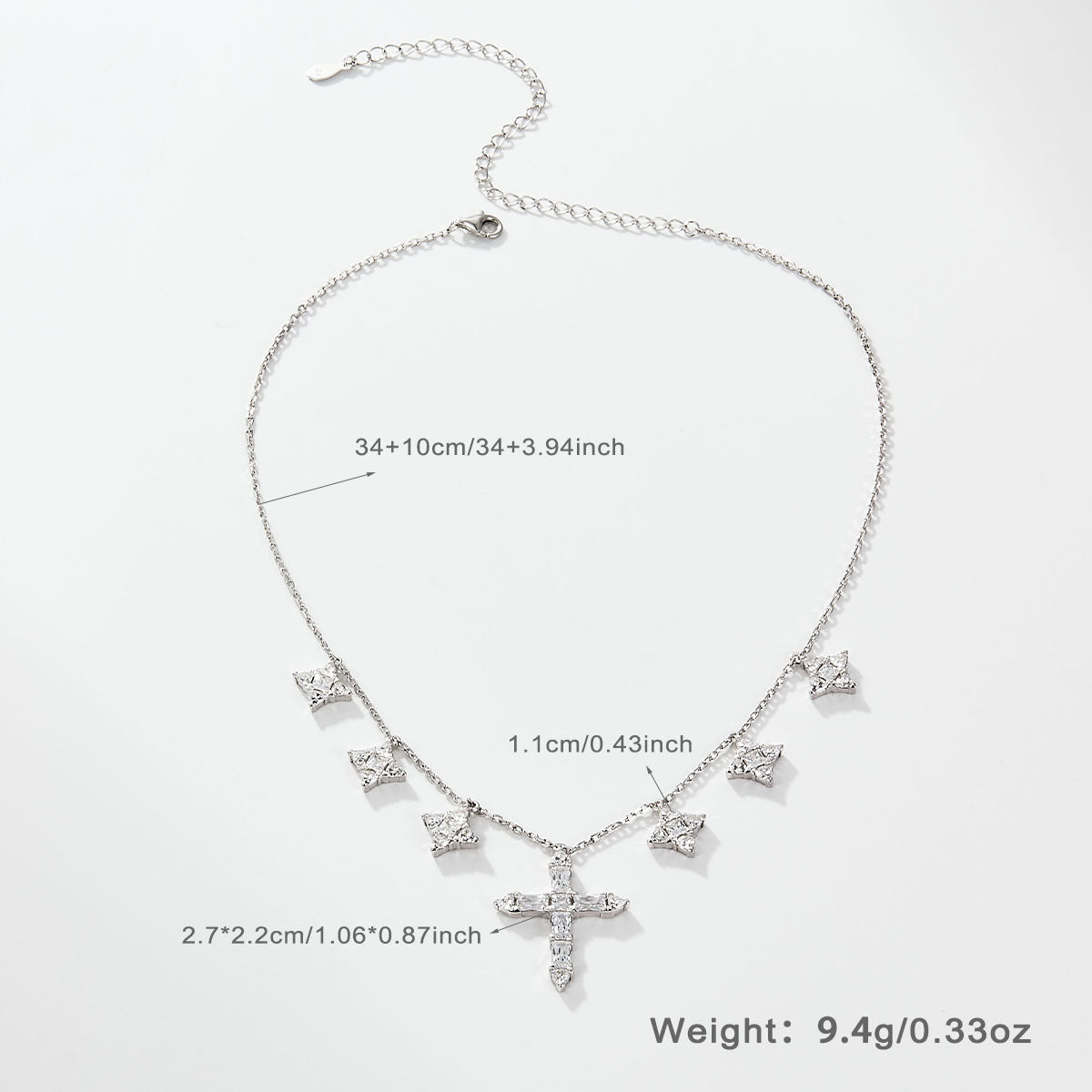 Zircon Cross Clavicle Chain 925 Silver Necklace