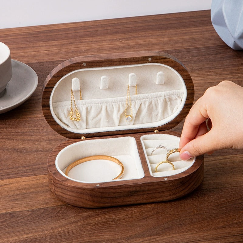 Black Walnut Oval Jewelry Box