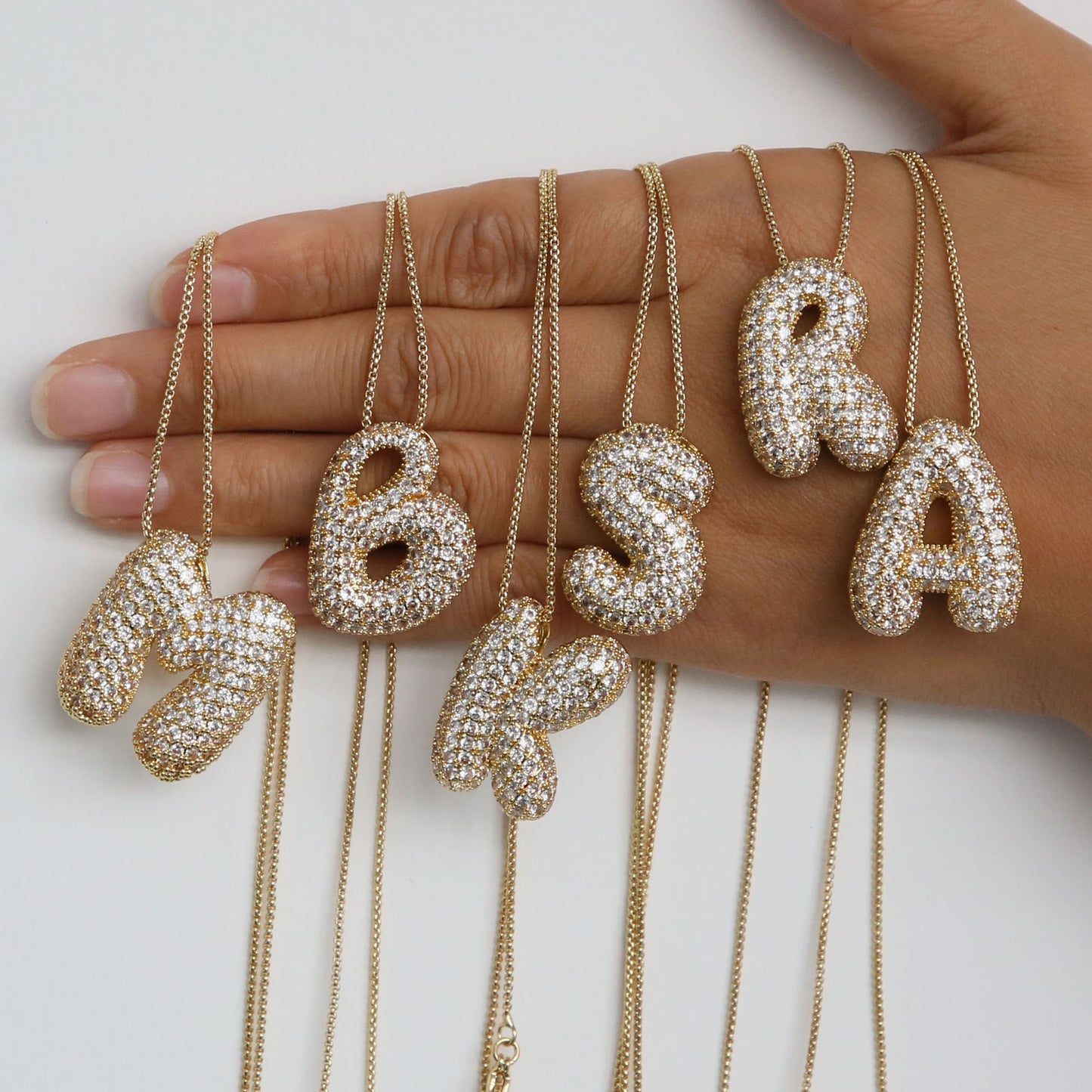 Brass Balloon Bubble Chubby 26 English Letter Necklace (Buy Two or More Get Extra 20% Off)