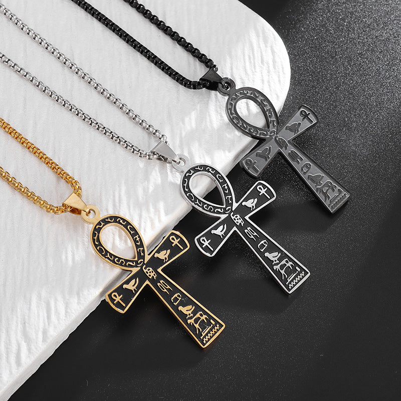 Ancient Egyptian Symbol Ankh Titanium Steel Necklace