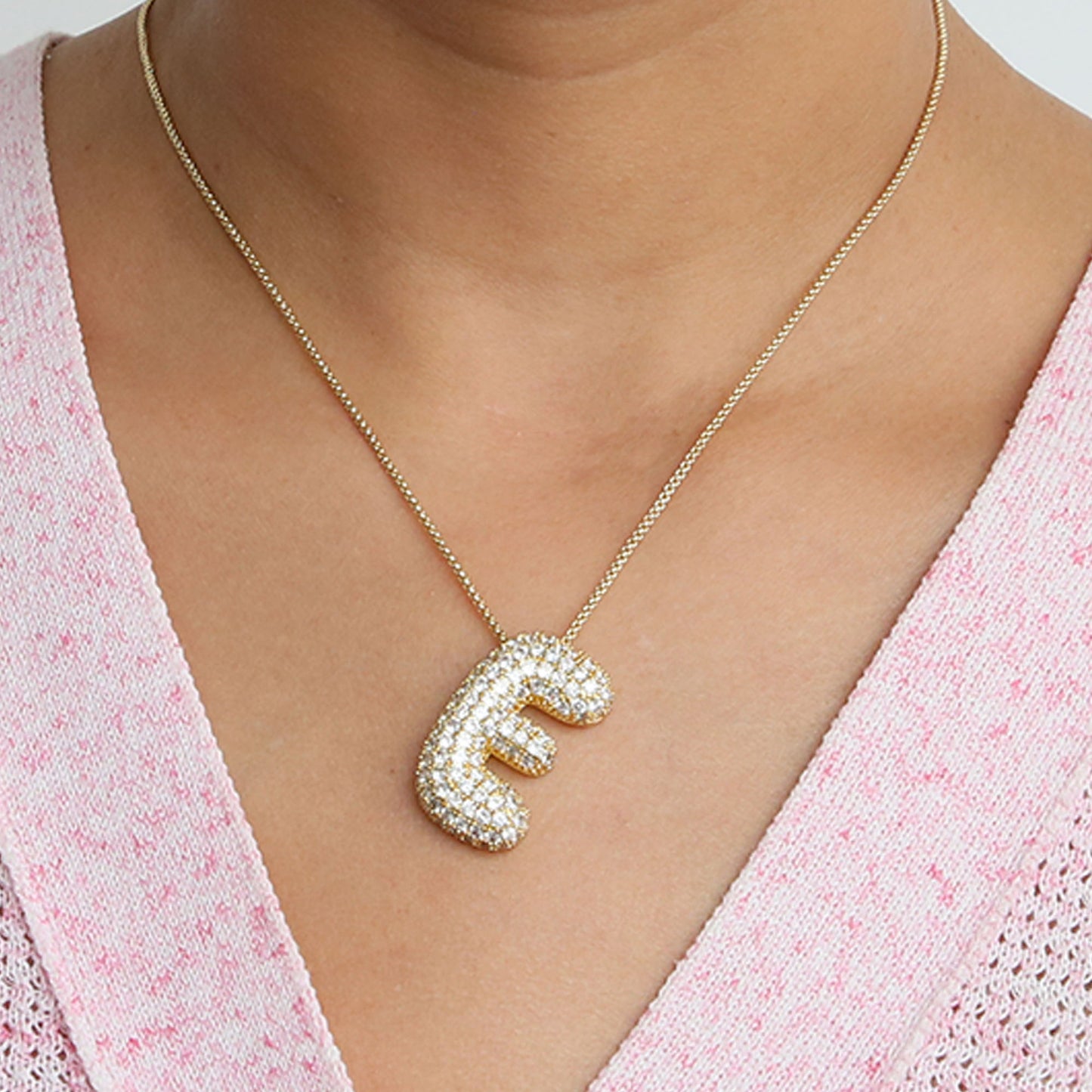 Brass Balloon Bubble Chubby 26 English Letter Necklace (Buy Two or More Get Extra 20% Off)