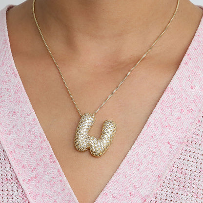 Brass Balloon Bubble Chubby 26 English Letter Necklace (Buy Two or More Get Extra 20% Off)