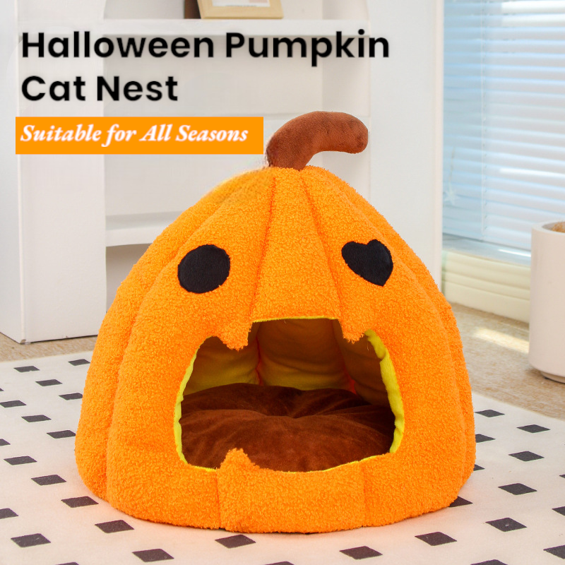 Halloween Pumpkin Cat House