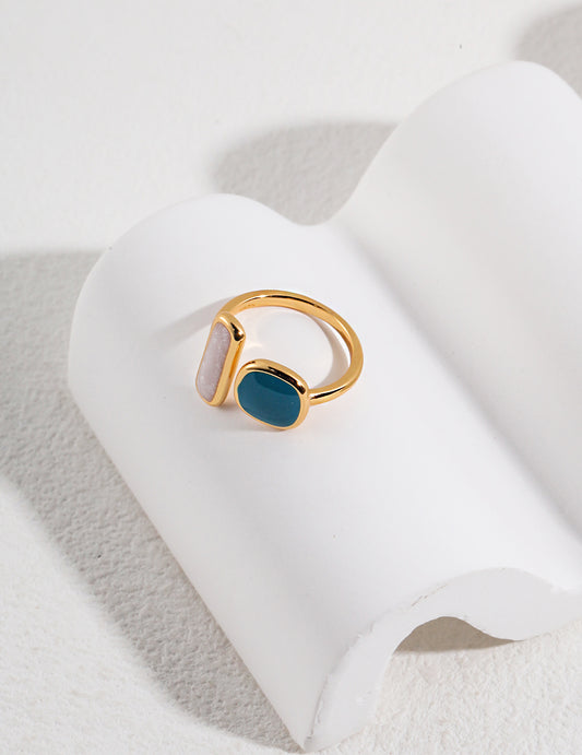 Sterling Gold Drip Glaze Open Ring