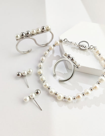 Sterling Silver Pearl Bracelet with T Lock