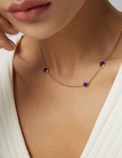 Sterling Silver Elegance Tigerite/ Lapis Lazuli Necklace